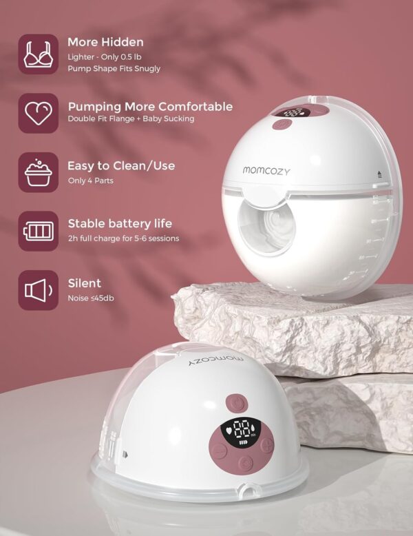 Momcozy Wearable Electric Breast Pump Hands-Free M5 Red – Double - Image 2