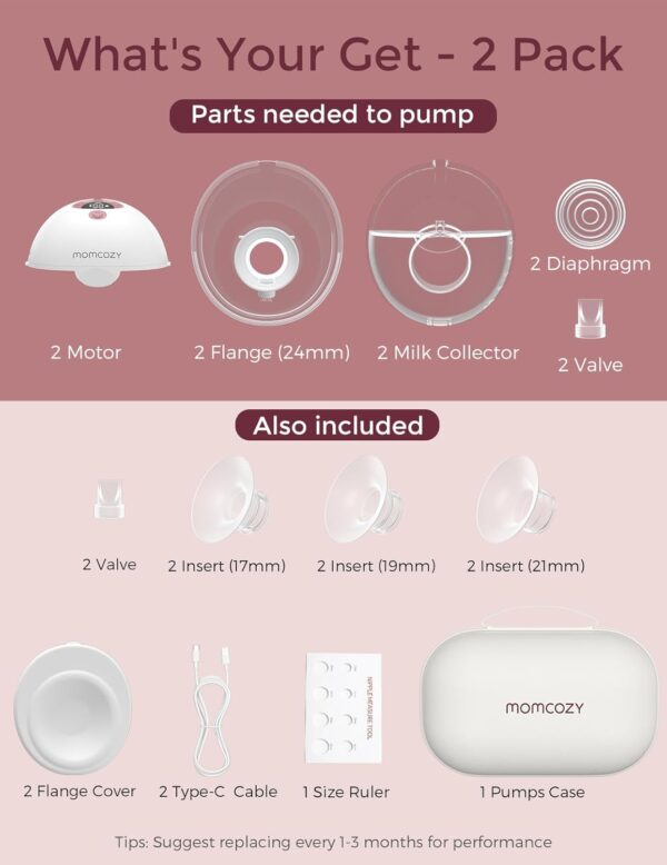 Momcozy Wearable Electric Breast Pump Hands-Free M5 Red – Double - Image 6