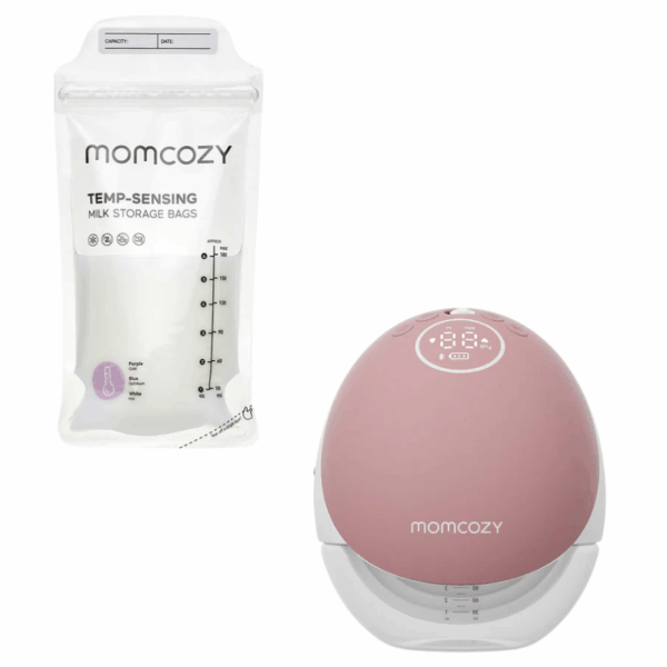 Momcozy Breast Pump M9 | Red Single & Momcozy Breastmilk Storing Bags - Set